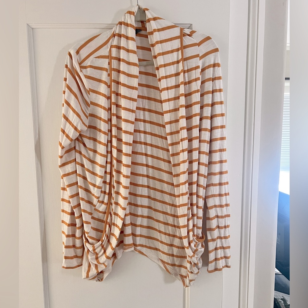 STITCH FIX MIX by Hawthron Mustard Yellow and white Stripe Cardigan Size large
